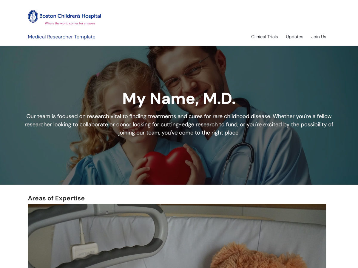Medical researcher template screenshot