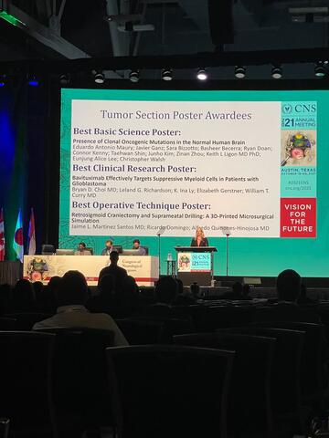 Eduardo received the best basic science poster award at the 2021 Congress of Neurological Surgeons Annual Meeting