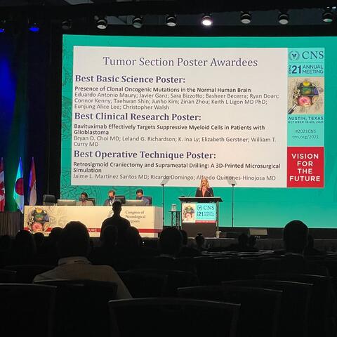 Eduardo received the best basic science poster award at the 2021 Congress of Neurological Surgeons Annual Meeting