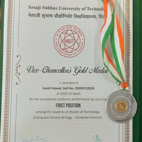 Swati presented with gold medal